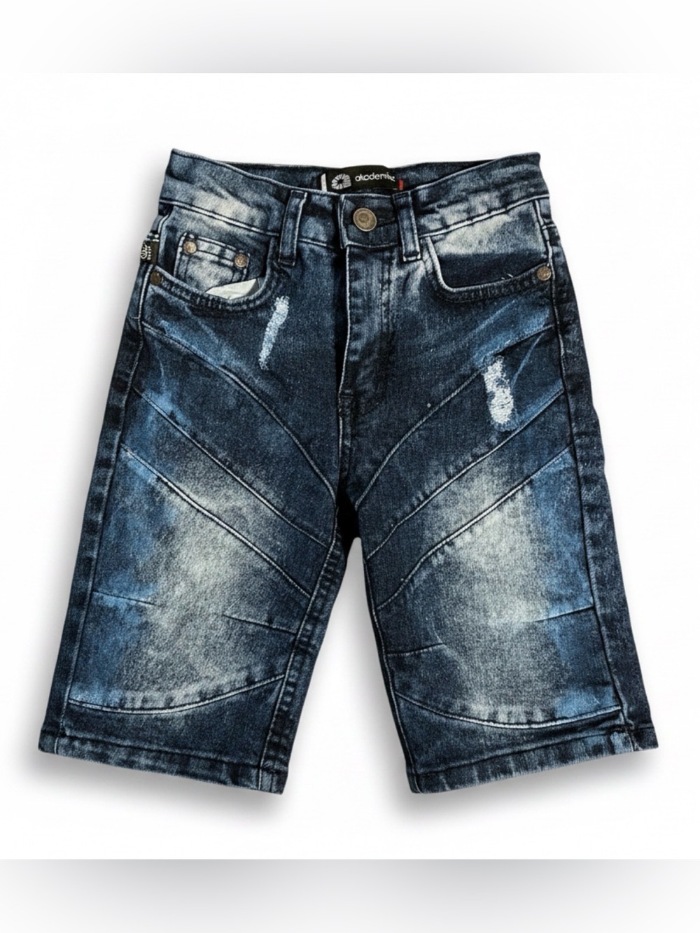 Akademiks Boys Dark Blue Distressed Denim Shorts